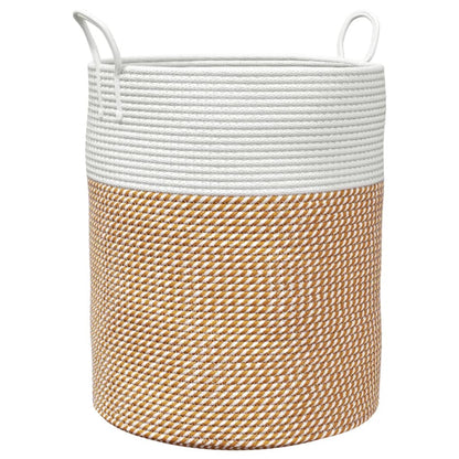 Cestino Portaoggetti Marrone e Bianco Ã˜38x46 cm in Cotone