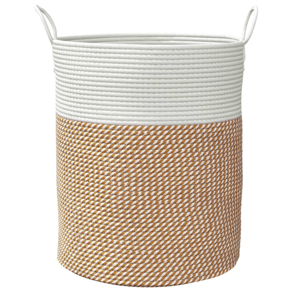 Cestino Portaoggetti Marrone e Bianco Ã˜38x46 cm in Cotone