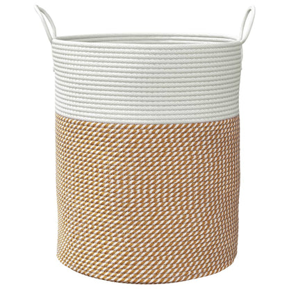 Cestino Portaoggetti Marrone e Bianco Ã˜38x46 cm in Cotone