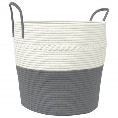 Cestino Portaoggetti Grigio e Bianco Ã˜43x38 cm in Cotone