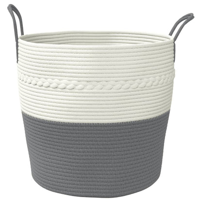 Cestino Portaoggetti Grigio e Bianco Ã˜43x38 cm in Cotone
