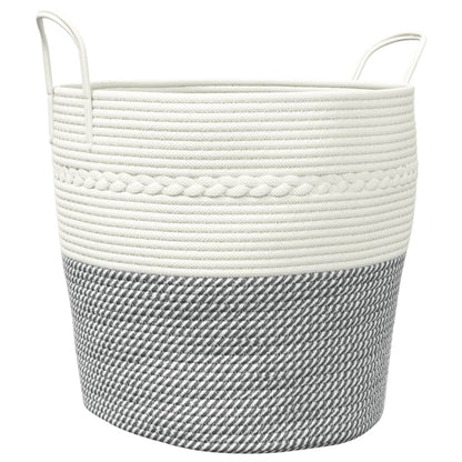 Cestino Portaoggetti Grigio e Bianco Ã˜43x38 cm in Cotone