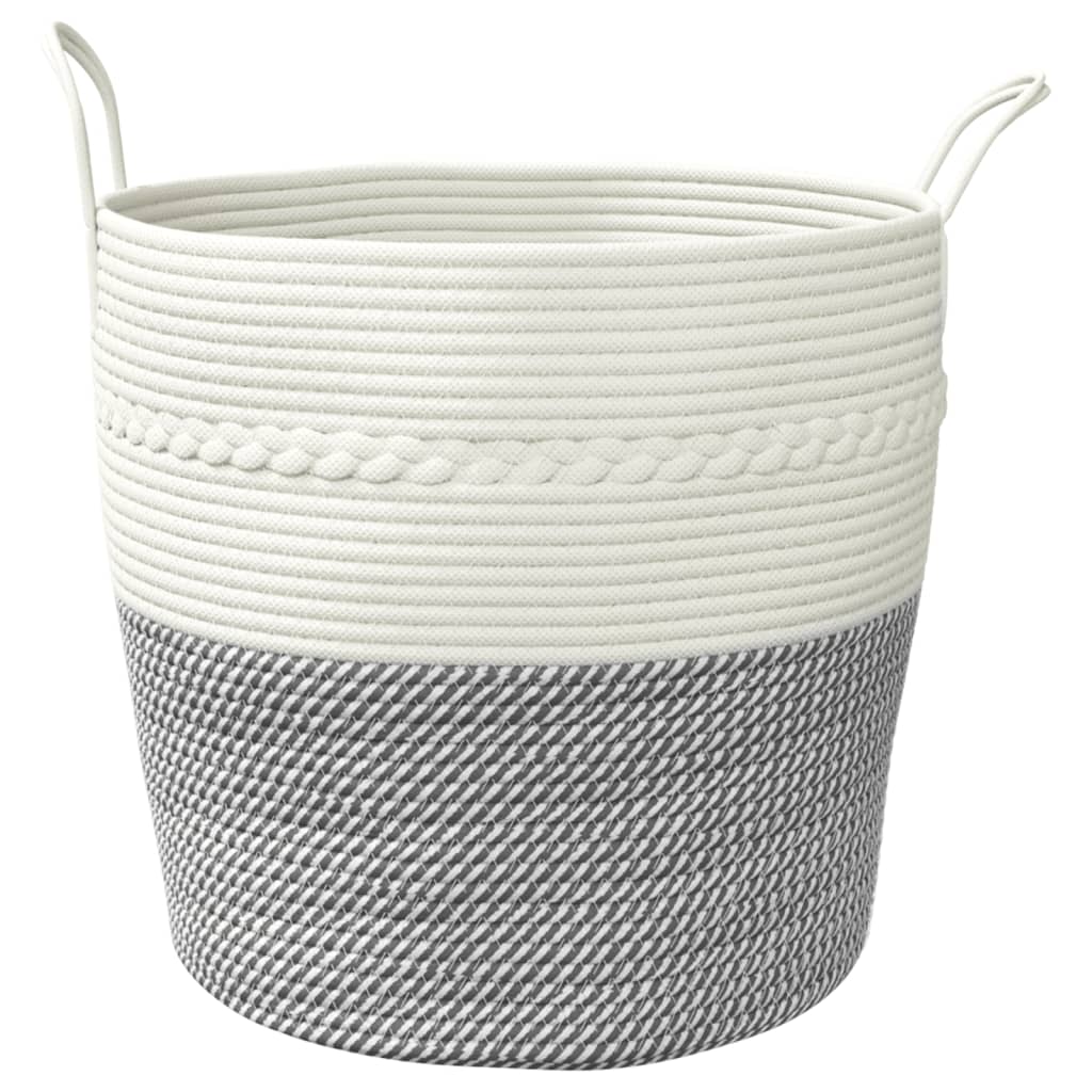 Cestino Portaoggetti Grigio e Bianco Ã˜43x38 cm in Cotone