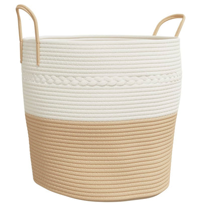 Cestino Portaoggetti Beige e Bianco Ã˜43x38 cm in Cotone
