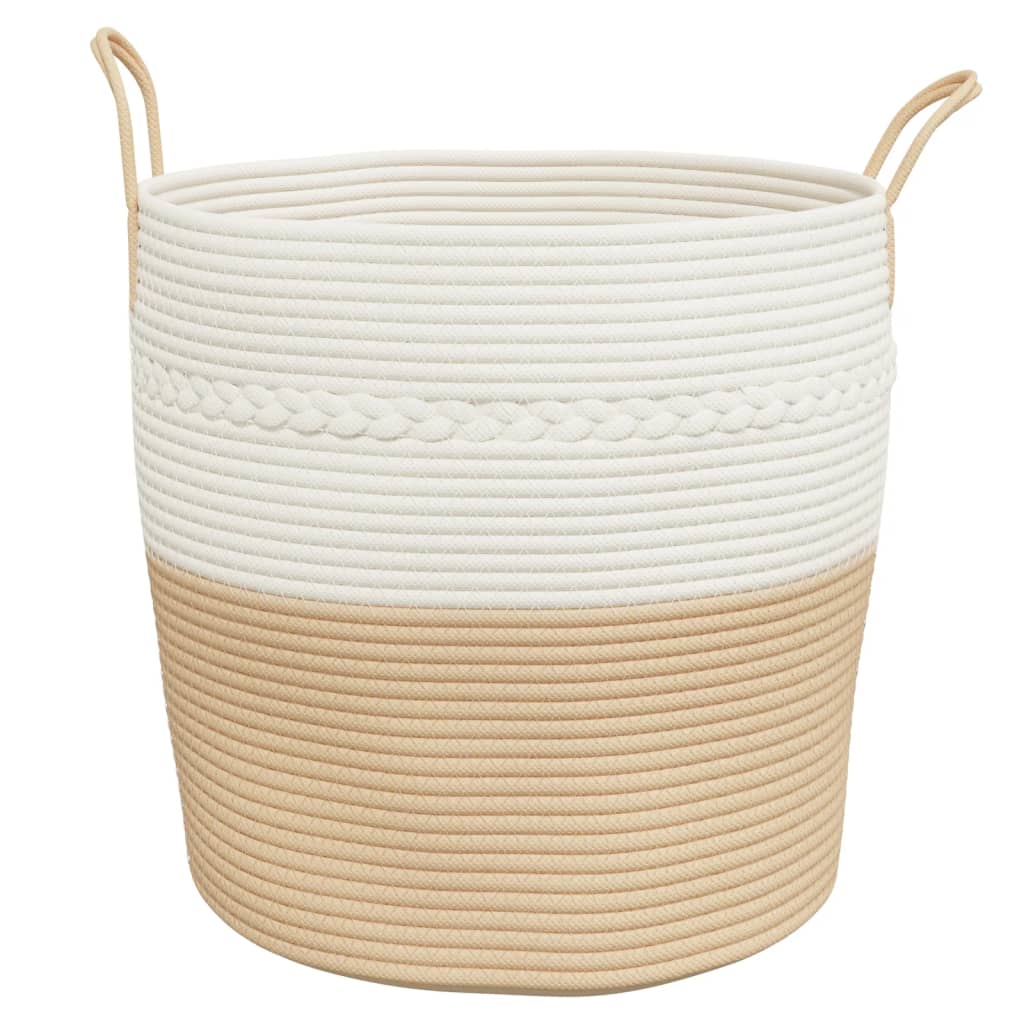 Cestino Portaoggetti Beige e Bianco Ã˜43x38 cm in Cotone