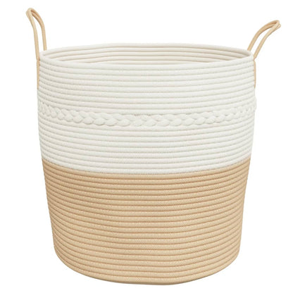 Cestino Portaoggetti Beige e Bianco Ã˜43x38 cm in Cotone