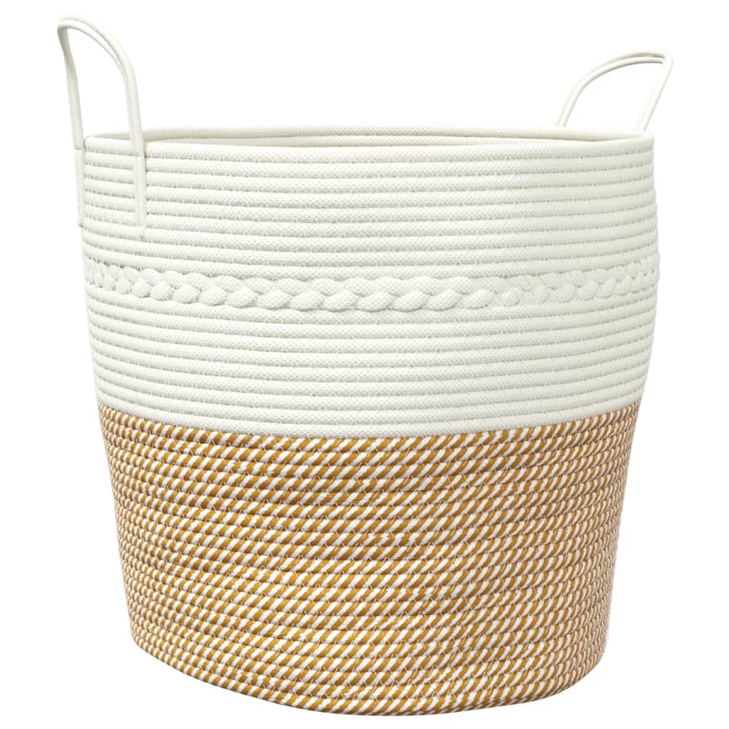 Cestino Portaoggetti Marrone e Bianco ÃƒËœ43x38 cm in Cotone