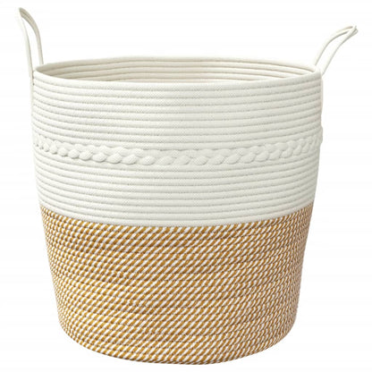 Cestino Portaoggetti Marrone e Bianco ÃƒËœ43x38 cm in Cotone