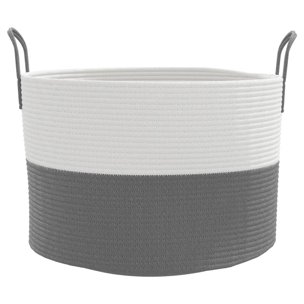 Cestino Portaoggetti Grigio e Bianco Ã˜51x33 cm in Cotone