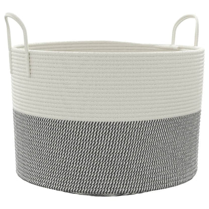 Cestino Portaoggetti Grigio e Bianco Ã˜51x33 cm in Cotone