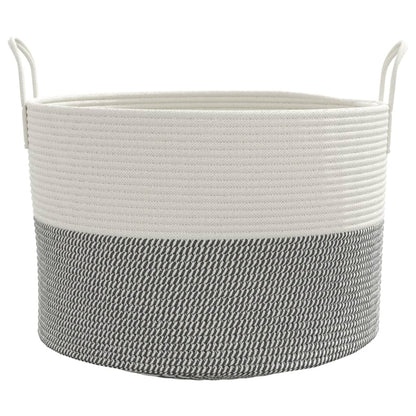 Cestino Portaoggetti Grigio e Bianco Ã˜51x33 cm in Cotone