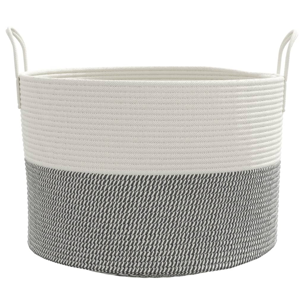 Cestino Portaoggetti Grigio e Bianco Ã˜51x33 cm in Cotone