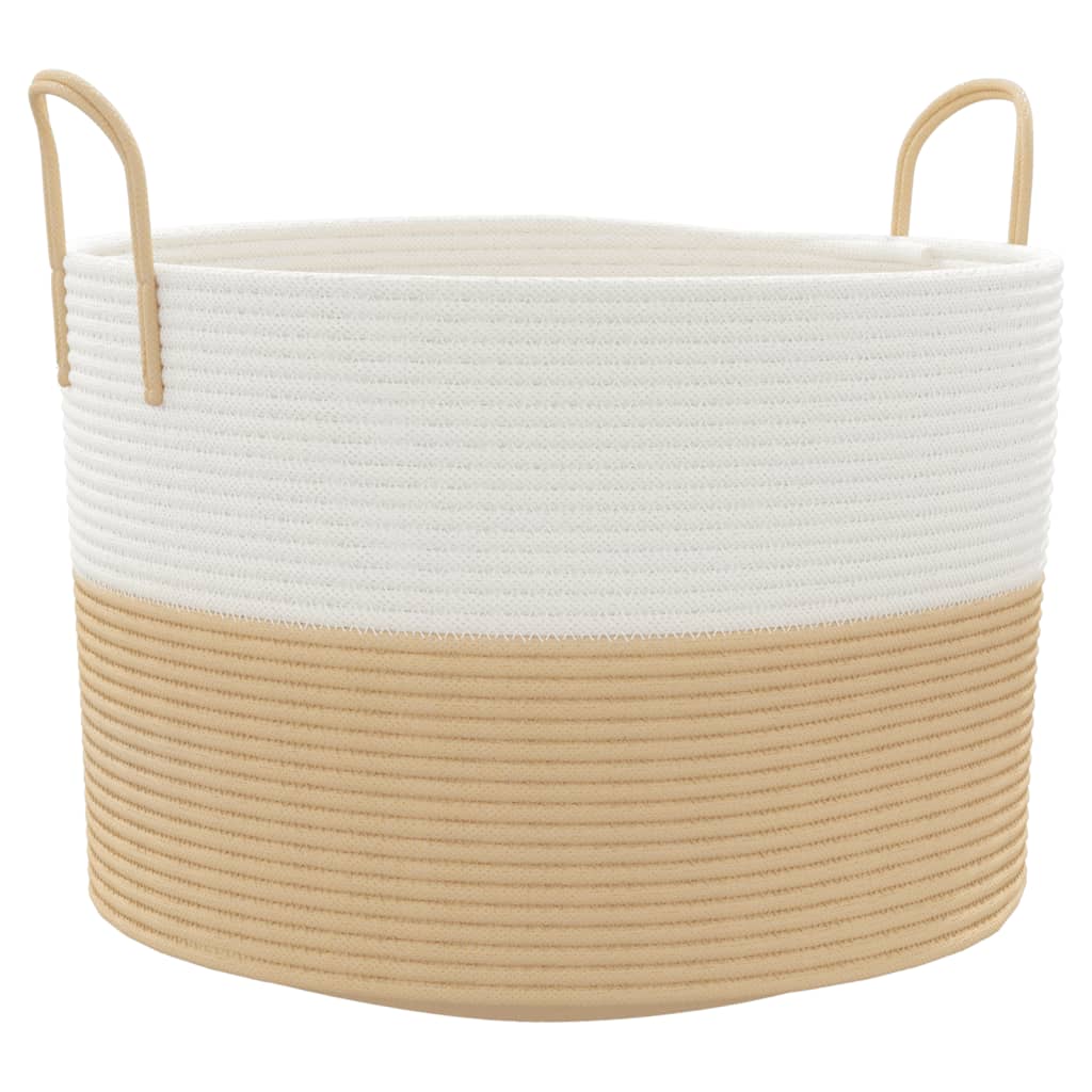 Cestino Portaoggetti Beige e Bianco Ã˜51x33 cm in Cotone