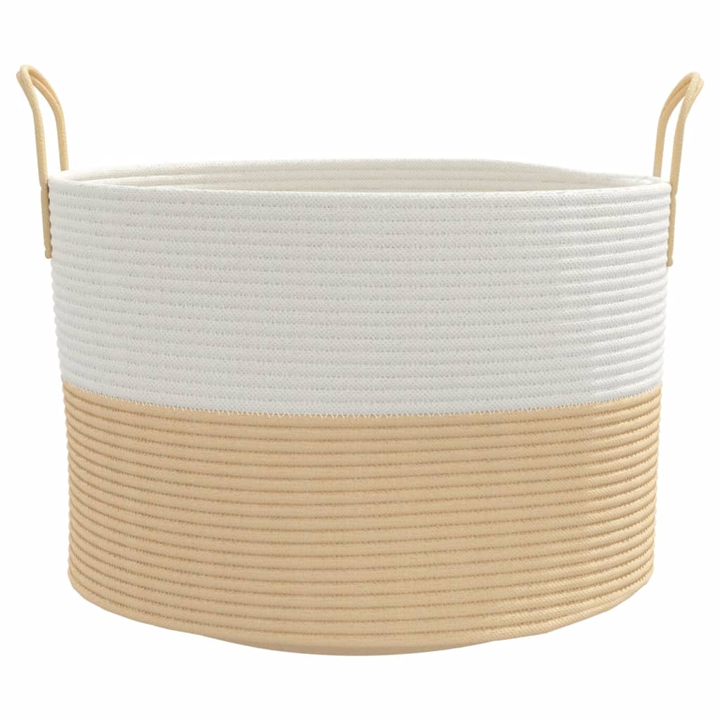 Cestino Portaoggetti Beige e Bianco Ã˜51x33 cm in Cotone