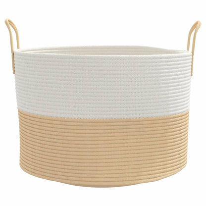 Cestino Portaoggetti Beige e Bianco Ã˜51x33 cm in Cotone