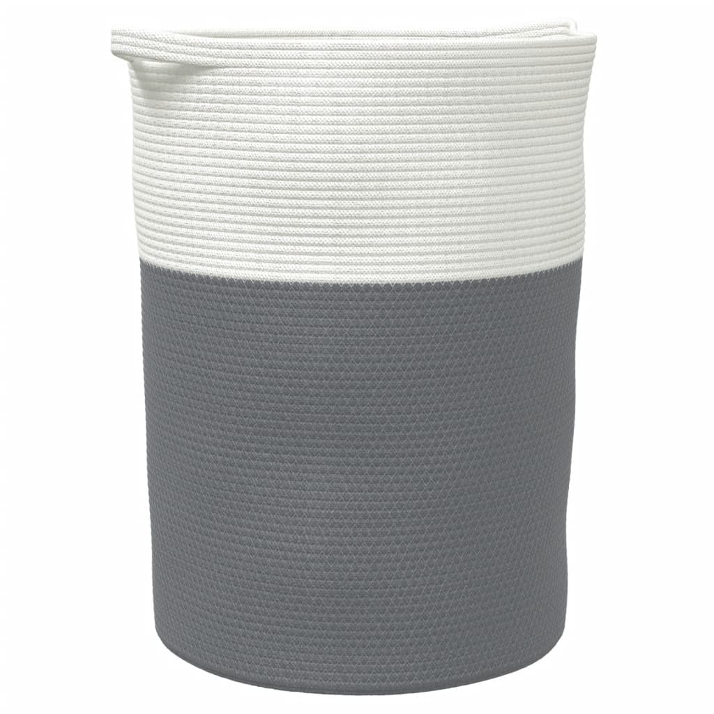 Cestino Portaoggetti Grigio e Bianco Ã˜49x65 cm in Cotone