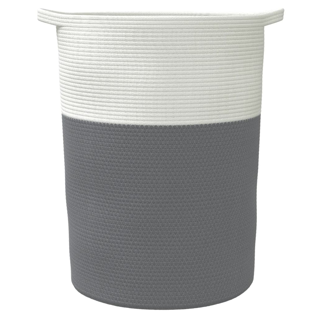 Cestino Portaoggetti Grigio e Bianco Ã˜49x65 cm in Cotone