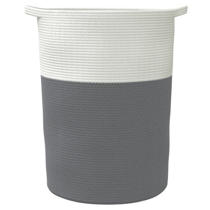 Cestino Portaoggetti Grigio e Bianco Ã˜49x65 cm in Cotone