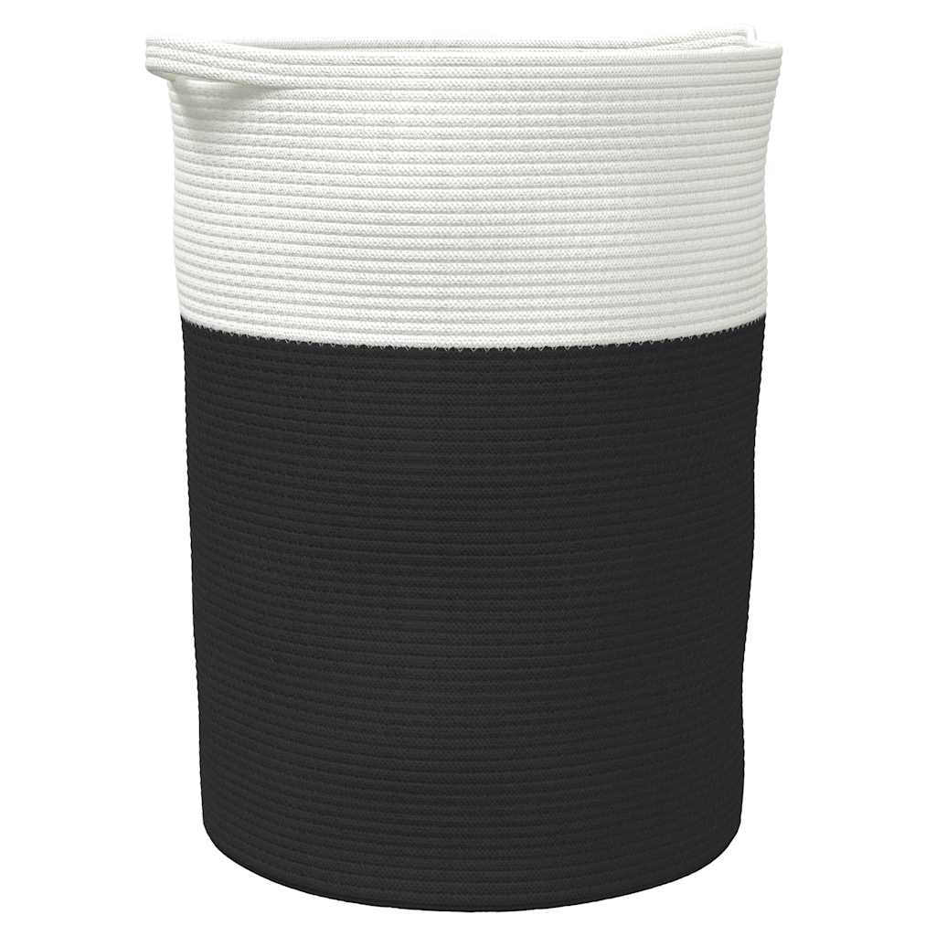 Cestino Portaoggetti Nero e Bianco Ã˜49x65 cm in Cotone