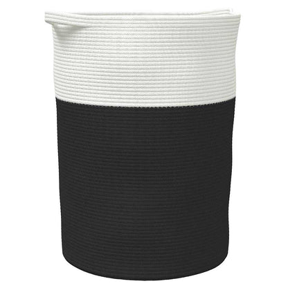 Cestino Portaoggetti Nero e Bianco Ã˜49x65 cm in Cotone