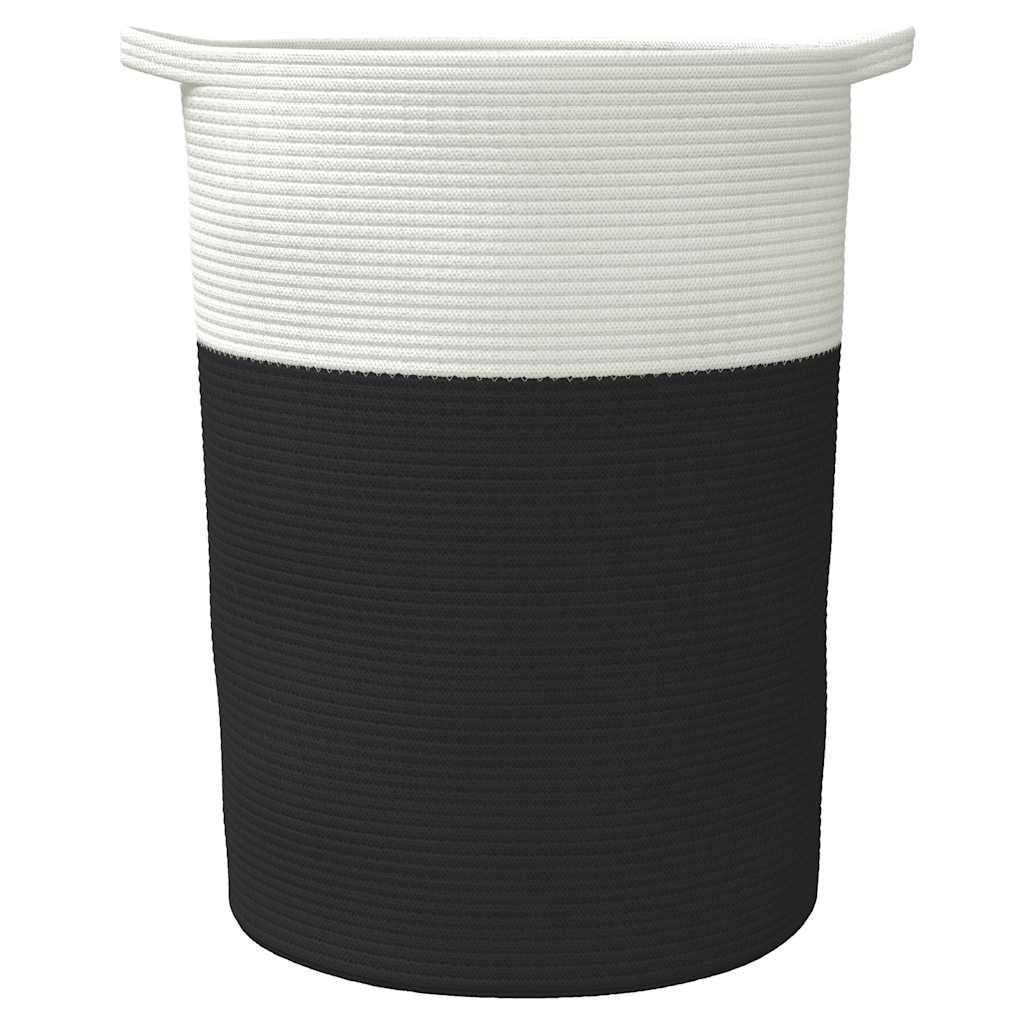 Cestino Portaoggetti Nero e Bianco Ã˜49x65 cm in Cotone