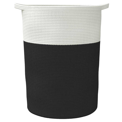 Cestino Portaoggetti Nero e Bianco Ã˜49x65 cm in Cotone