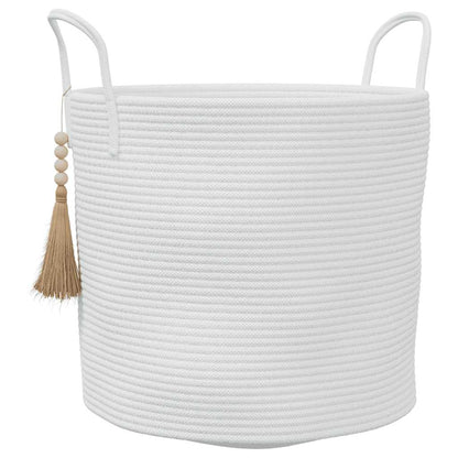 Cestino Portaoggetti Bianco Ã˜40x35 cm in Cotone
