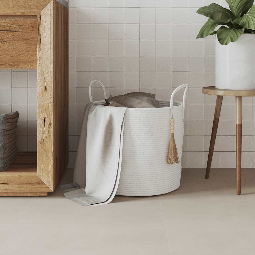 Cestino Portaoggetti Bianco Ã˜40x35 cm in Cotone