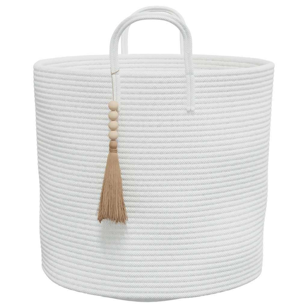Cestino Portaoggetti Bianco Ã˜40x35 cm in Cotone