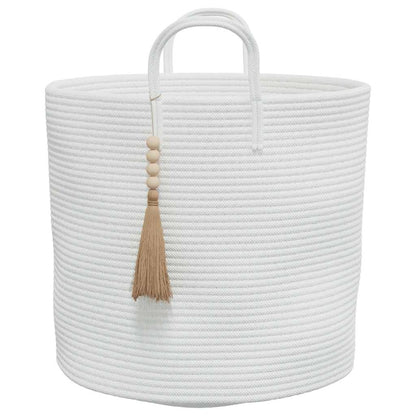 Cestino Portaoggetti Bianco Ã˜40x35 cm in Cotone