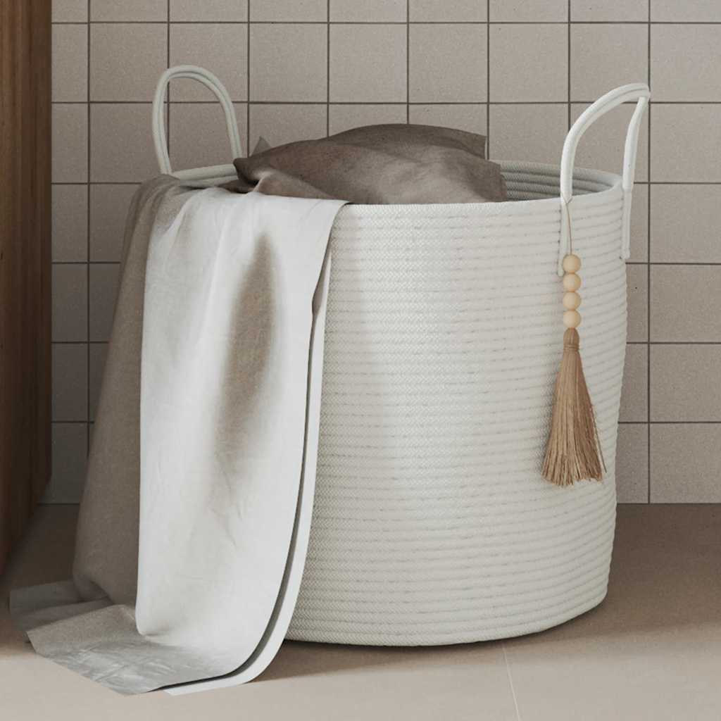 Cestino Portaoggetti Bianco Ã˜40x35 cm in Cotone
