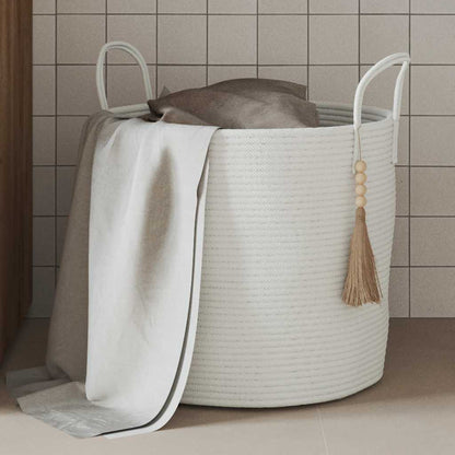 Cestino Portaoggetti Bianco Ã˜40x35 cm in Cotone