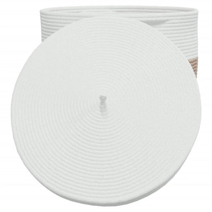 Cestino Portaoggetti Coperchio Marrone e Bianco ÃƒËœ40x35cm Cotone