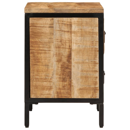Comodino con 2 Cassetti 40x35x53 cm Legno Massello Mango Grezzo