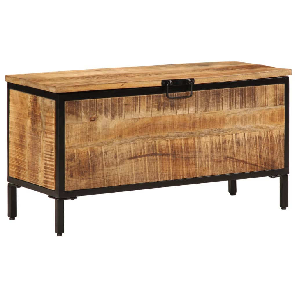 Scatola Portaoggetti 82x30x43 cm Legno Massello di Mango Grezzo