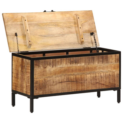 Scatola Portaoggetti 82x30x43 cm Legno Massello di Mango Grezzo
