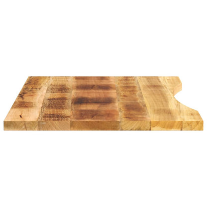 Piano Scrivania con Curva 90x50x2,5 cm Massello Grezzo di Mango