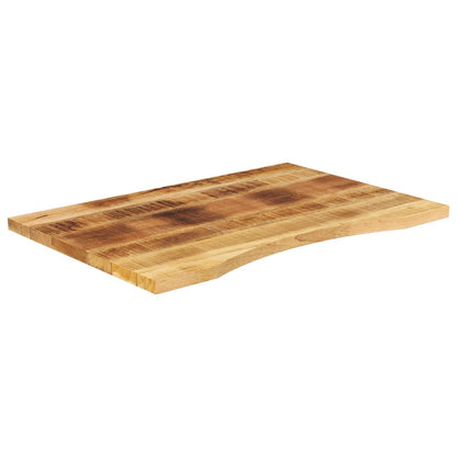 Piano Scrivania con Curva 90x60x2,5 cm Massello Grezzo di Mango