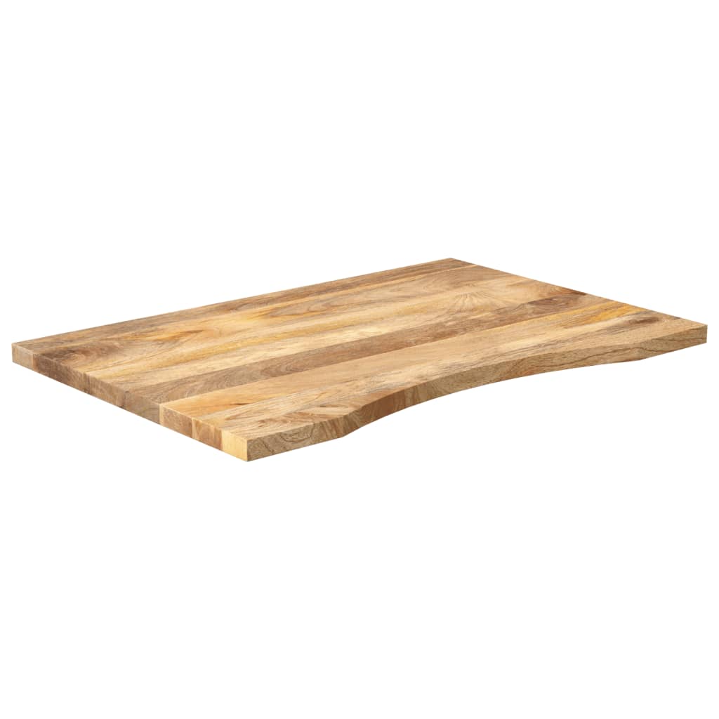 Piano Scrivania con Curva 90x50x2,5 cm Massello Grezzo di Mango