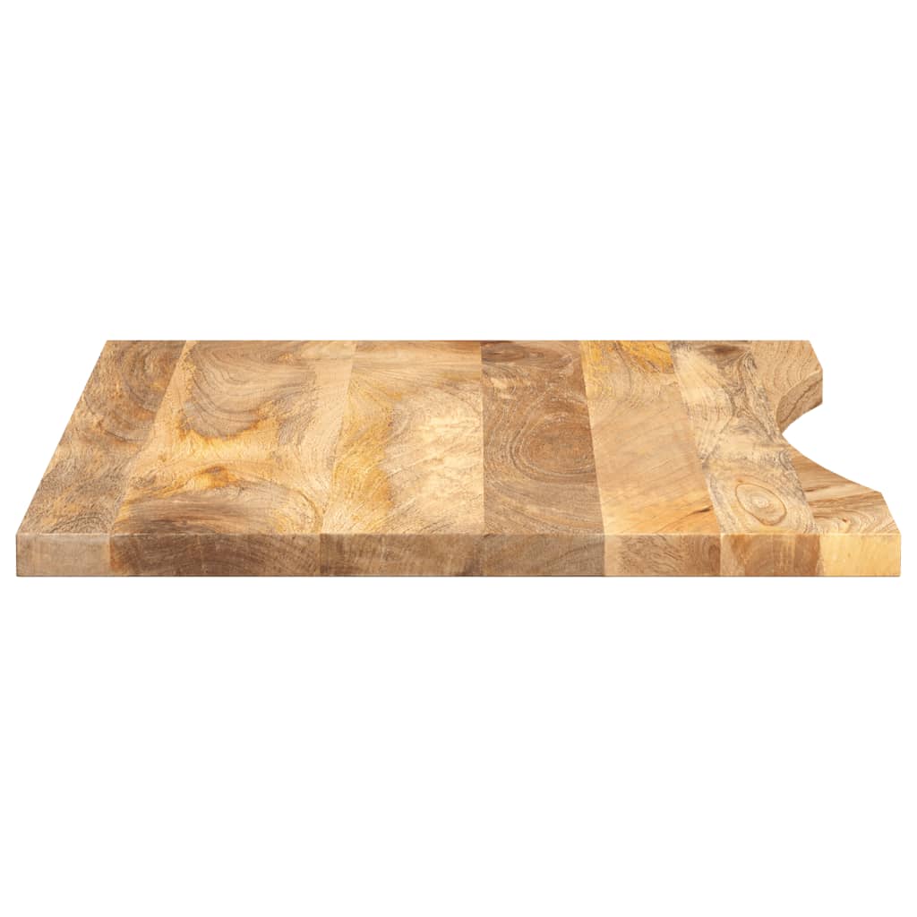 Piano Scrivania con Curva 100x50x2,5cm Massello Grezzo di Mango