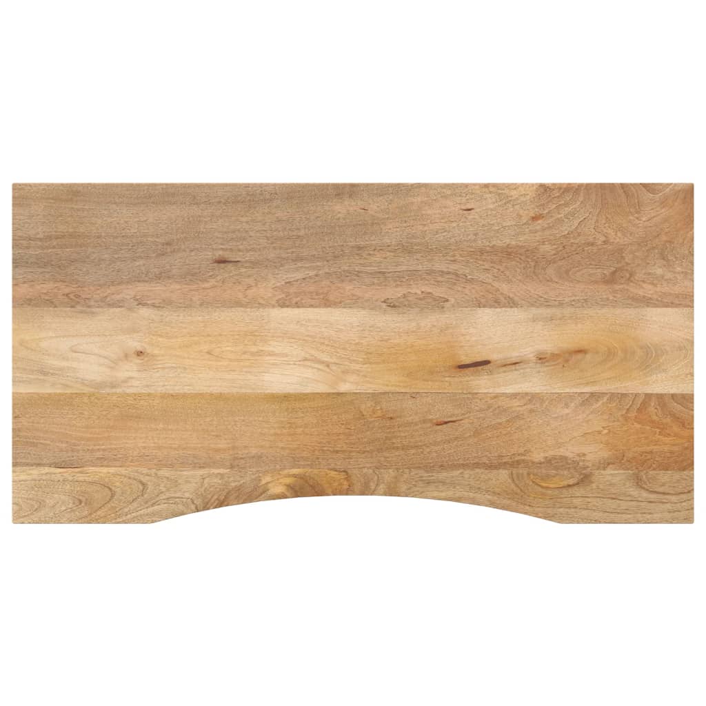 Piano Scrivania con Curva 120x50x2,5cm Massello Grezzo di Mango