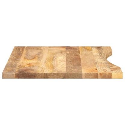 Piano Scrivania con Curva 90x60x2,5 cm Massello Grezzo di Mango