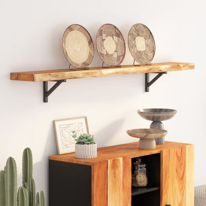 Mensola Muro 180x20x2,5cm Rettangolare Legno Acacia Bordi Vivi