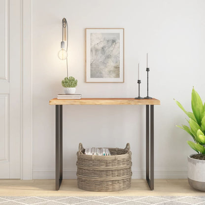 Piano Tavolo 80x40x2,5 cm Rettangolare Legno Acacia Bordi Vivi