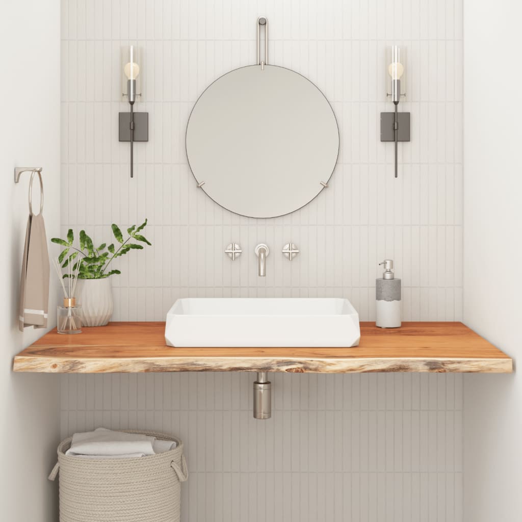 Piano Bagno 110x60x2,5 cm Rettangolare Legno Massello di Acacia