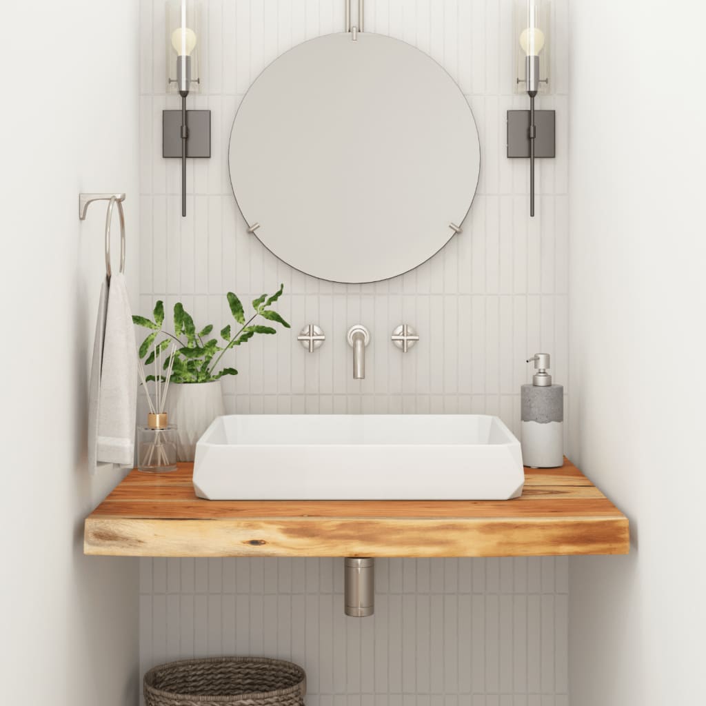 Piano Bagno 60x60x3,8 cm Quadrato Legno Massello di Acacia