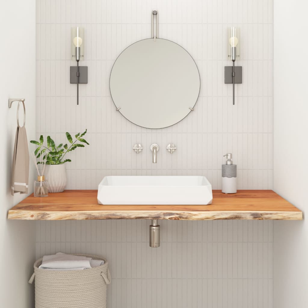 Piano Bagno 110x60x3,8 cm Rettangolare Legno Massello di Acacia
