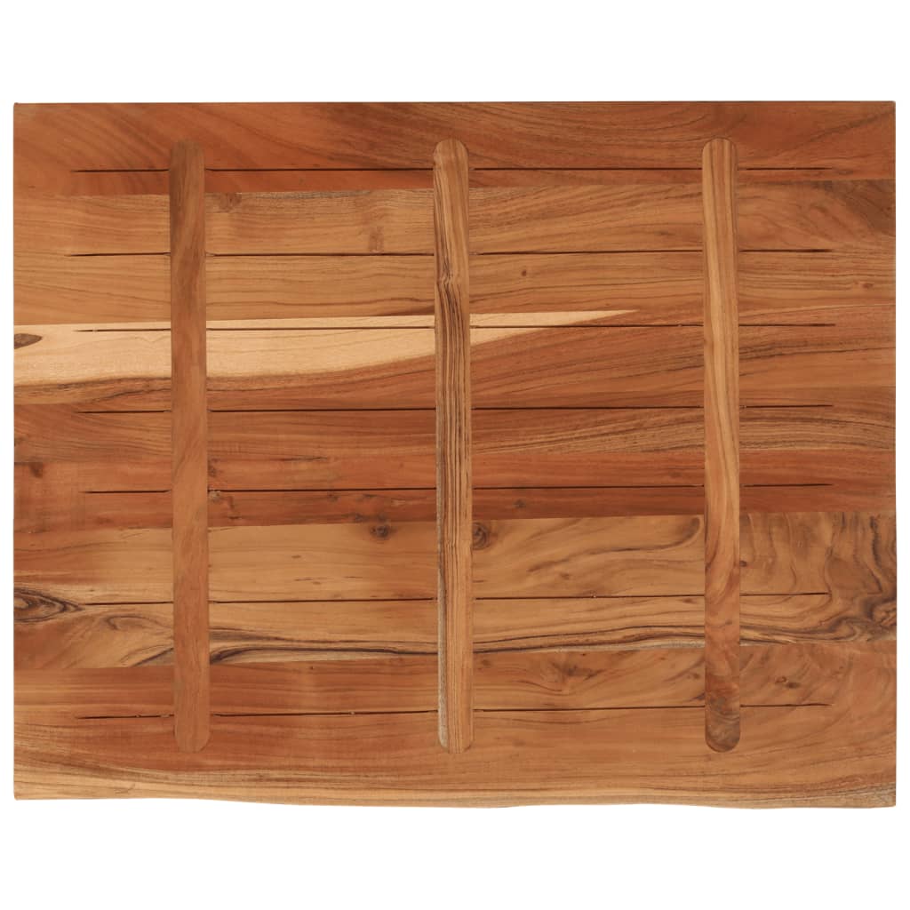 Piano Scrivania 90x80x3,8 Rettangolare Legno Acacia Bordi Vivi