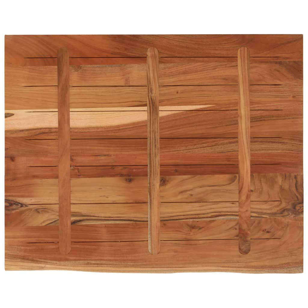 Piano Scrivania 100x80x3,8 Rettangolare Legno Acacia Bordi Vivi