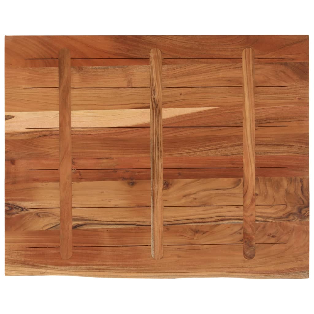 Piano Scrivania 110x80x3,8 Rettangolare Legno Acacia Bordi Vivi